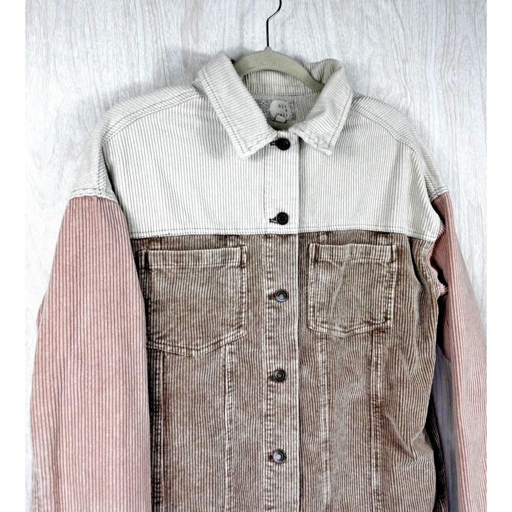 Oli & Hali Corduroy Colorblock Distressed Shacket‎ S Boho Oversized Jacket - Picture 5 of 9